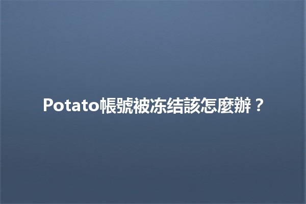 Potato帳號被冻结該怎麼辦？🛠️💬