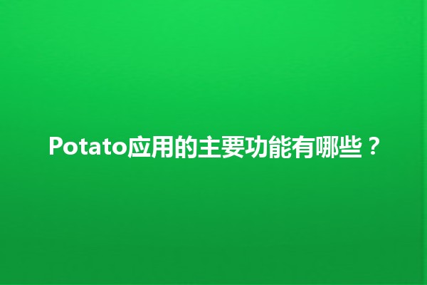 Potato应用的主要功能有哪些？🍟💻