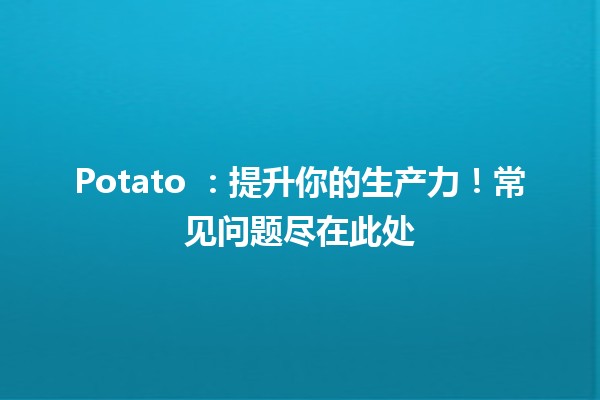 Potato 🔍：提升你的生产力！常见问题尽在此处