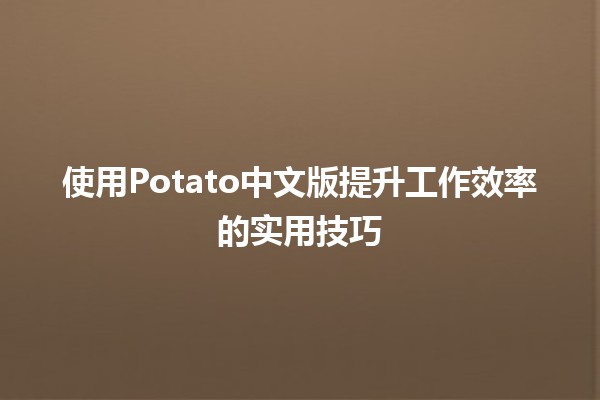 使用Potato中文版提升工作效率的实用技巧 🥔✨