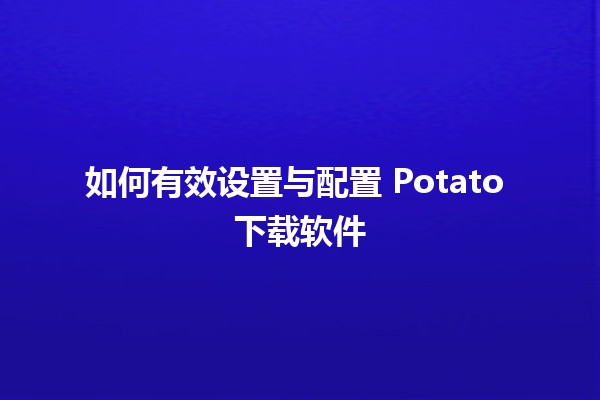 🍟 如何有效设置与配置 Potato 下载软件 🖥️