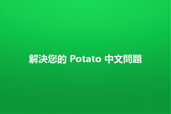 解決您的 Potato 中文問題 🚀🥔