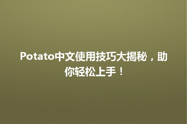 🍟 Potato中文使用技巧大揭秘，助你轻松上手！🌟