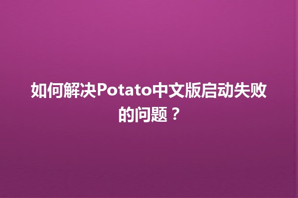 🥔 如何解决Potato中文版启动失败的问题？😅