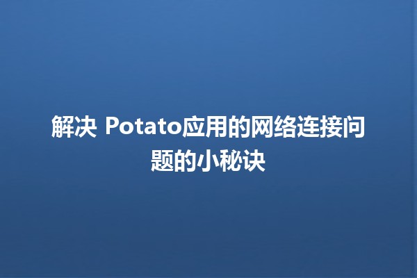 解决🍟 Potato应用的网络连接问题的小秘诀