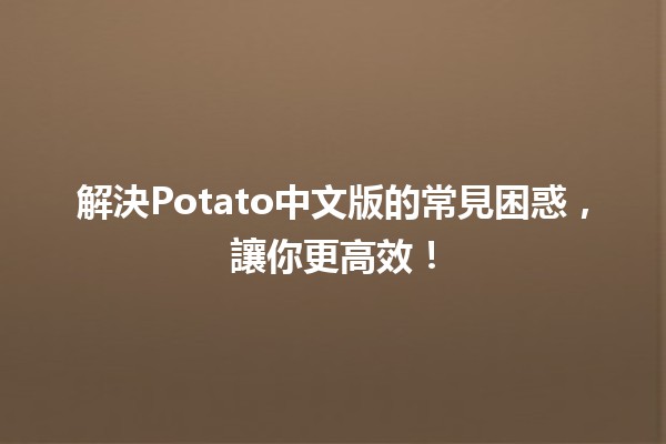 🌟 解決Potato中文版的常見困惑，讓你更高效！🚀