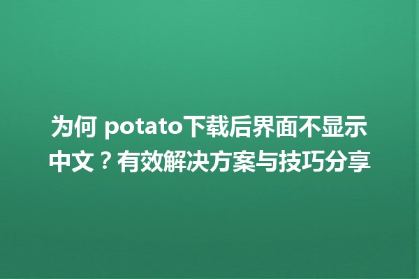 为何😕 potato下载后界面不显示中文？有效解决方案与技巧分享