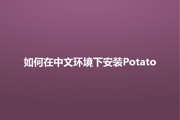 如何在中文环境下安装Potato 🥔🚀