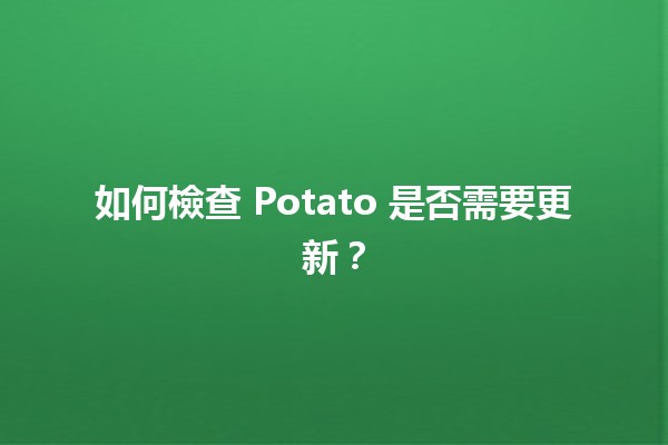 如何檢查 Potato 是否需要更新？🥔🔄