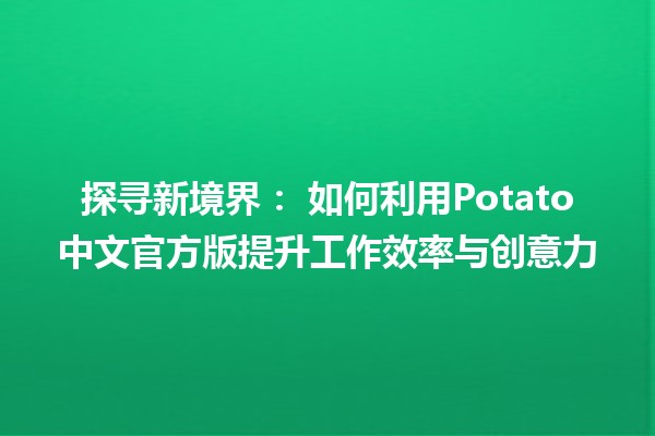 探寻新境界：🌟 如何利用Potato中文官方版提升工作效率与创意力