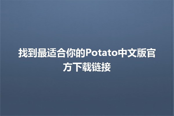 🍟 找到最适合你的Potato中文版官方下载链接