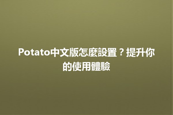 Potato中文版怎麼設置？🍟🌟提升你的使用體驗