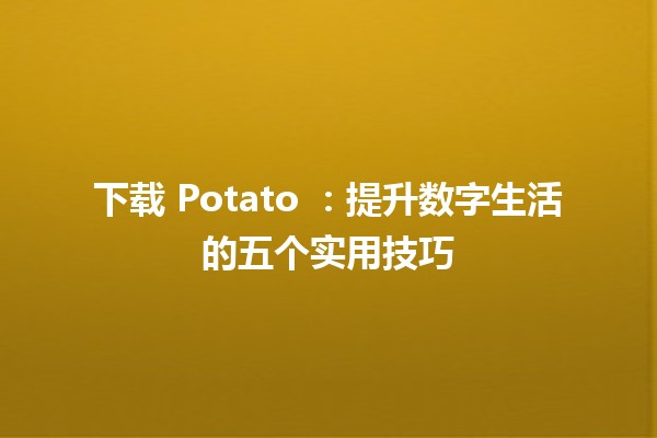 下载 Potato 🥔：提升数字生活的五个实用技巧