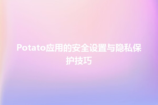 🥔 Potato应用的安全设置与隐私保护技巧