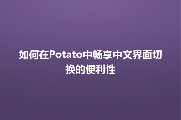 如何在Potato中畅享中文界面切换的便利性✨