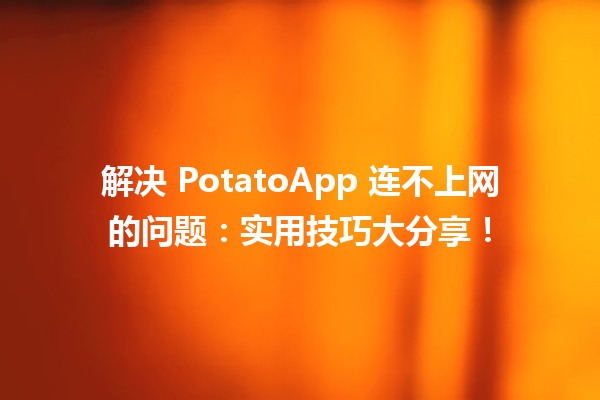 🥔 解决 PotatoApp 连不上网的问题：实用技巧大分享！