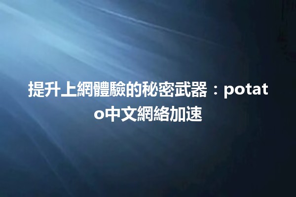 🚀提升上網體驗的秘密武器：potato中文網絡加速🌐