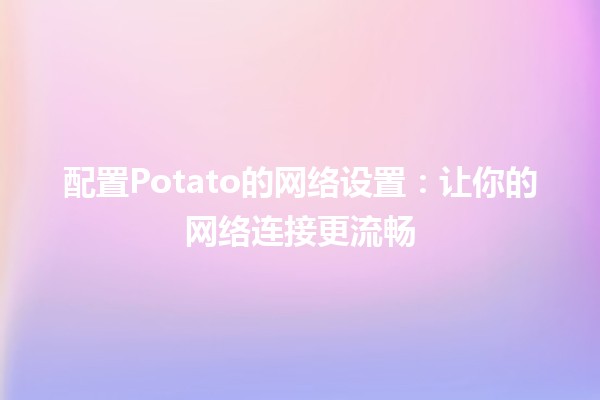 配置Potato的网络设置：让你的网络连接更流畅🚀