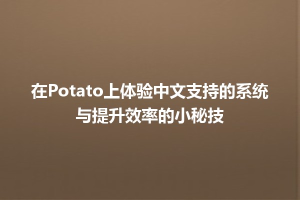 🚀 在Potato上体验中文支持的系统与提升效率的小秘技 🥔