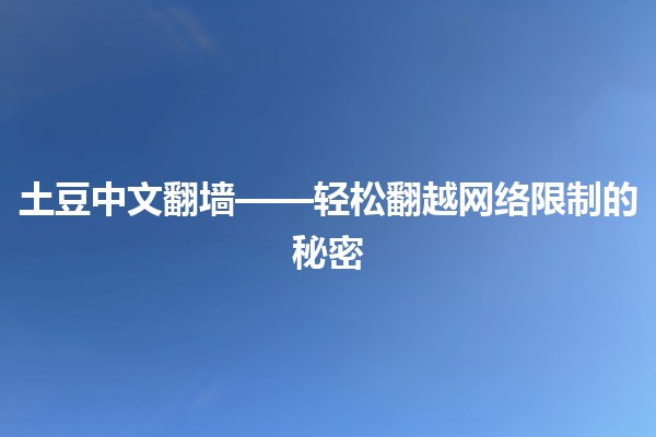 土豆中文翻墙——轻松翻越网络限制的秘密🤫🌐