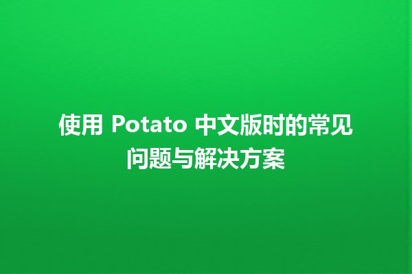 🚀 使用 Potato 中文版时的常见问题与解决方案