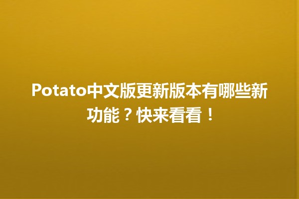 🥔 Potato中文版更新版本有哪些新功能？快来看看！✨