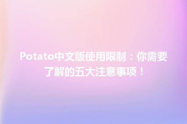 🥔 Potato中文版使用限制：你需要了解的五大注意事项！