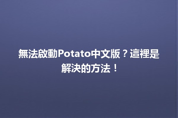 無法啟動Potato中文版？這裡是解決的方法！🛠️