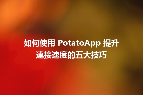 🥔 如何使用 PotatoApp 提升連接速度的五大技巧 🚀