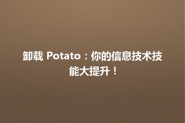 🎭 卸载 Potato：你的信息技术技能大提升！💻