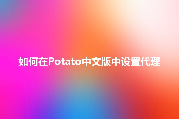 如何在Potato中文版中设置代理 🌐💻