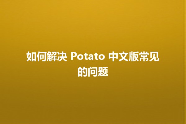 如何解决 Potato 中文版常见的问题 🤔🥔