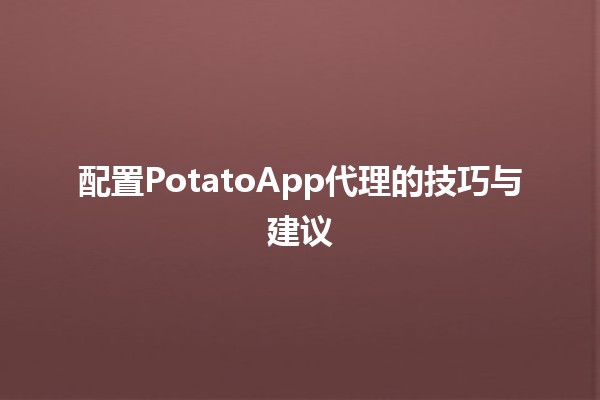 配置PotatoApp代理的技巧与建议 💡🌍