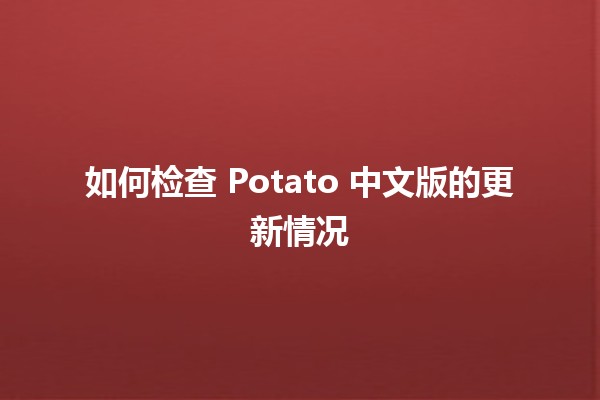 如何检查 Potato 中文版的更新情况 🥔🔍