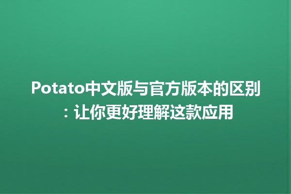 🍟 Potato中文版与官方版本的区别：让你更好理解这款应用