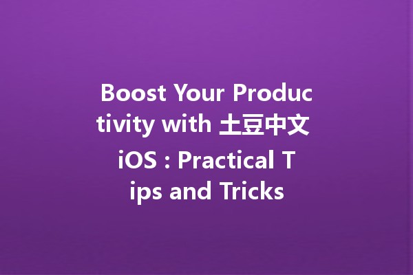 Boost Your Productivity with 土豆中文 iOS 🌟: Practical Tips and Tricks