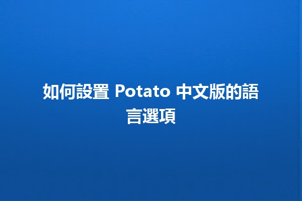 如何設置 Potato 中文版的語言選項 🥔🌍