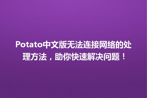 Potato中文版无法连接网络的处理方法，助你快速解决问题！🌐💡