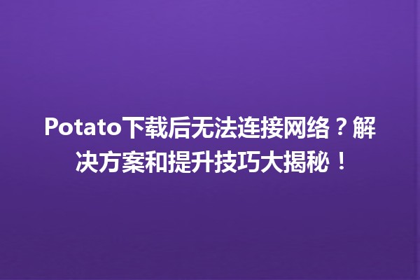 🚀 Potato下载后无法连接网络？解决方案和提升技巧大揭秘！