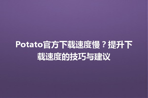 Potato官方下载速度慢？提升下载速度的技巧与建议🚀