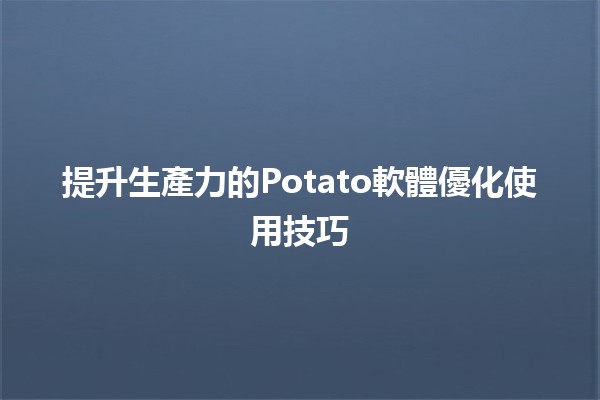 提升生產力的🍟Potato軟體優化使用技巧