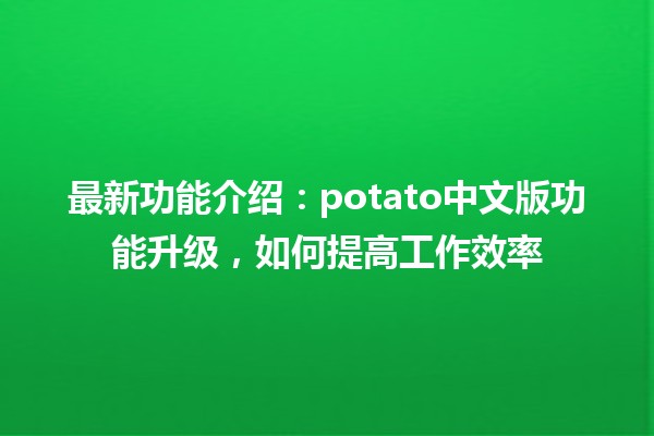 🎉 最新功能介绍：potato中文版功能升级，如何提高工作效率🚀