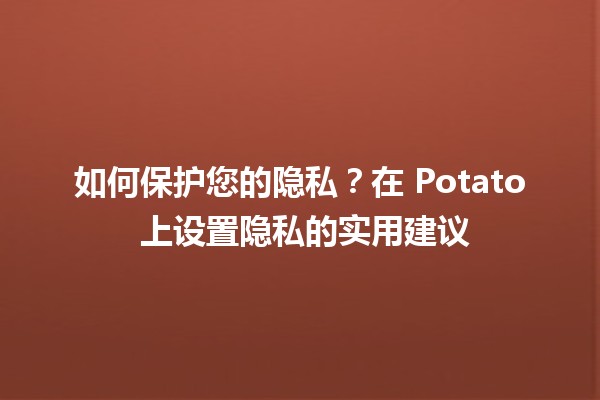 如何保护您的隐私？在 Potato 上设置隐私的实用建议 🔒🥔