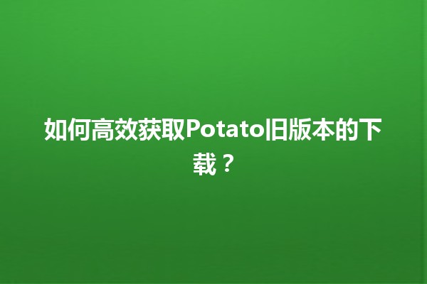 🎮 如何高效获取Potato旧版本的下载？🎉