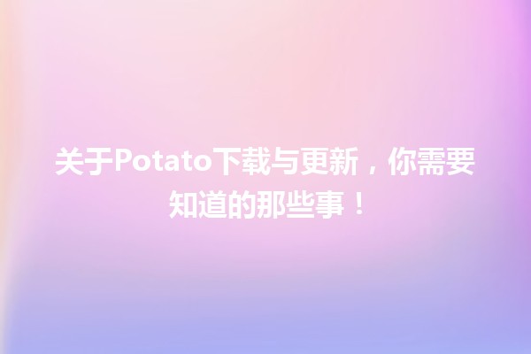 🤔 关于Potato下载与更新，你需要知道的那些事！