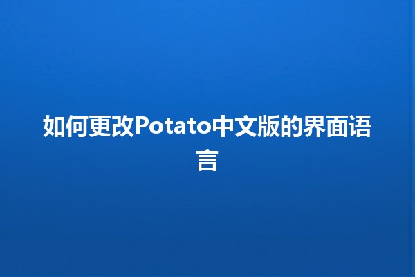 如何更改Potato中文版的界面语言🌍✨