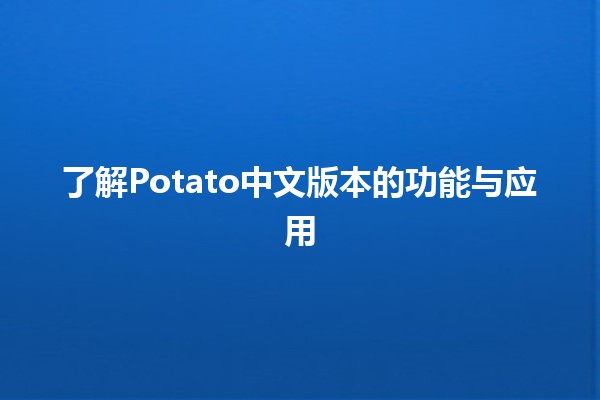 🍟 了解Potato中文版本的功能与应用💻