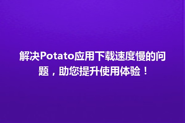 🚀解决Potato应用下载速度慢的问题，助您提升使用体验！