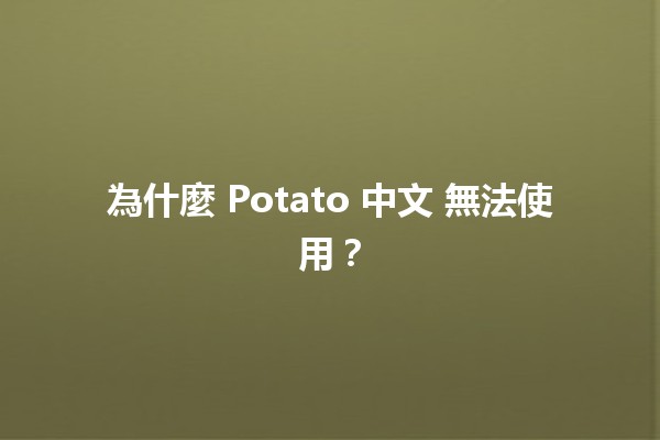 為什麼 Potato 中文 無法使用？🤔