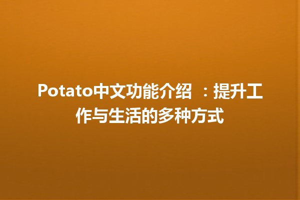 Potato中文功能介绍 🥔📱：提升工作与生活的多种方式